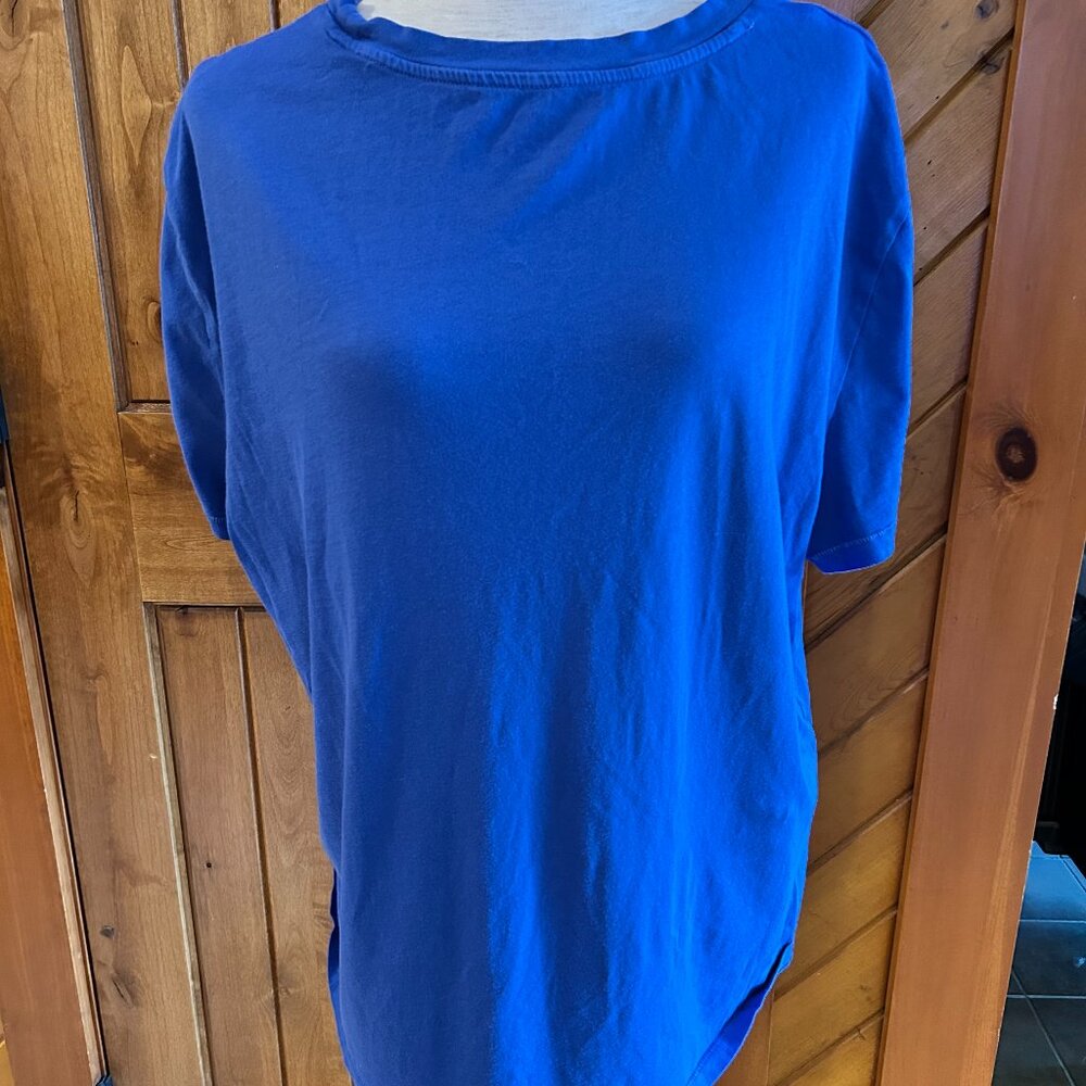 100% Organic Cotton Retro Crewneck T-Shirt Lapis Blue XXL Jewel Tone athletic